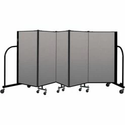Screenflex Portable Room Divider 5 Panel, 4'H x 9'5"W, Vinyl Color: Gray