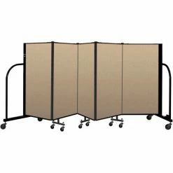 Screenflex Portable Room Divider 5 Panel, 4'H x 9'5"W, Vinyl Color: Oatmeal