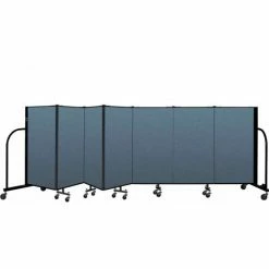 Screenflex Portable Room Divider 7 Panel, 4'H x 13'1"W, Fabric Color: Blue