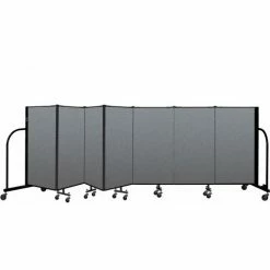 Screenflex Portable Room Divider 7 Panel, 4'H x 13'1"W, Fabric Color: Gray