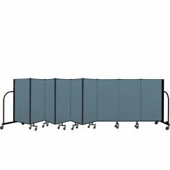 Screenflex Portable Room Divider 9 Panel, 4'H x 16'9"W, Fabric Color: Blue
