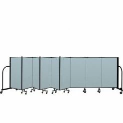 Screenflex Portable Room Divider 9 Panel, 4'H x 16'9"W, Vinyl Color: Blue