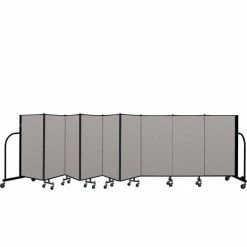 Screenflex Portable Room Divider 9 Panel, 4'H x 16'9"W, Vinyl Color: Gray