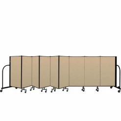 Screenflex Portable Room Divider 9 Panel, 4'H x 16'9"W, Vinyl Color: Oatmeal