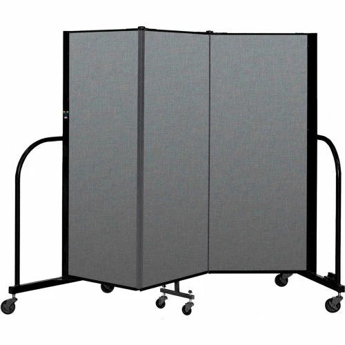 Screenflex Portable Room Divider 3 Panel, 5'H x 5'9"W, Fabric Color: Gray