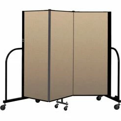 Screenflex Portable Room Divider 3 Panel, 5'H x 5'9"W, Vinyl Color: Oatmeal