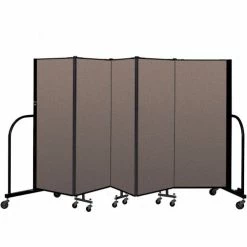 Screenflex Portable Room Divider 5 Panel, 5'H x 9'5"W, Fabric Color: Oatmeal