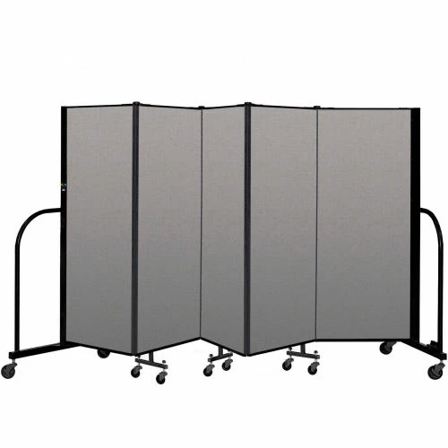 Screenflex Portable Room Divider 5 Panel, 5'H x 9'5"W, Vinyl Color: Gray