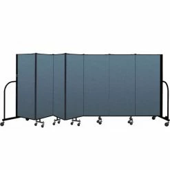 Screenflex Portable Room Divider 7 Panel , 5'H x 13'1"W, Fabric Color: Blue