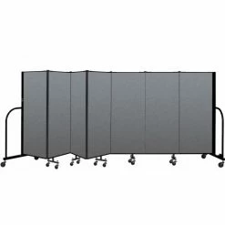 Screenflex Portable Room Divider 7 Panel, 5'H x 13'1"W, Fabric Color: Gray