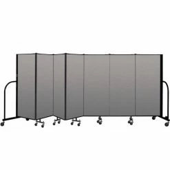 Screenflex Portable Room Divider 7 Panel, 5'H x 13'1"W, Vinyl Color: Gray