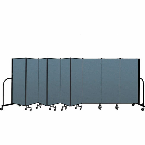 Screenflex Portable Room Divider 9 Panel, 5'H x 16'9"W, Fabric Color: Blue