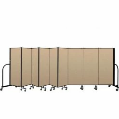 Screenflex Portable Room Divider 9 Panel, 5'H x 16'9"W, Vinyl Color: Oatmeal