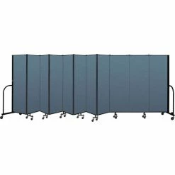 Screenflex Portable Room Divider 11 Panel, 6'H x 20'5"W, Fabric Color: Blue