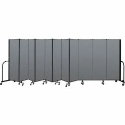 Screenflex Portable Room Divider 11 Panel, 6'H x 20'5"W, Fabric Color: Gray