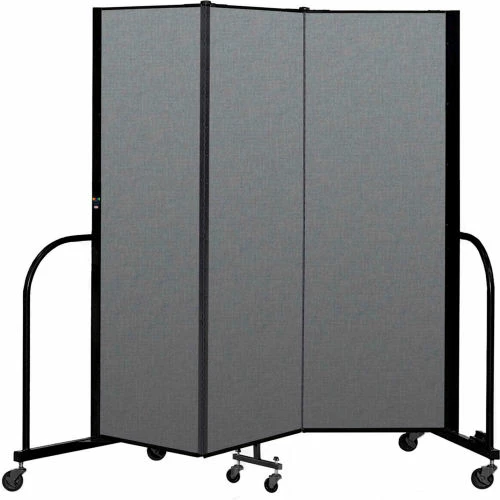 Screenflex Portable Room Divider 3 Panel, 6'H x 5'9"W, Fabric Color: Gray