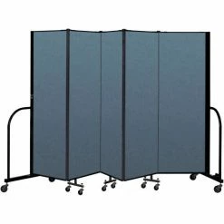 Screenflex Portable Room Divider 5 Panel, 6'H x 9'5"W, Fabric Color: Blue