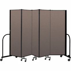Screenflex Portable Room Divider 5 Panel, 6'H x 9'5"W, Fabric Color: Oatmeal