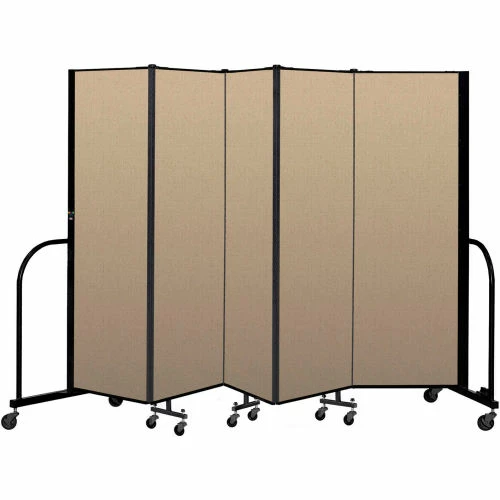 Screenflex Portable Room Divider 5 Panel, 6'H x 9'5"W, Vinyl Color: Oatmeal