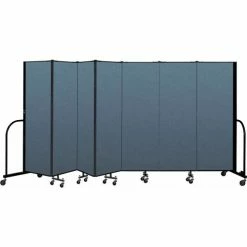 Screenflex Portable Room Divider 7 Panel, 6'H x 13'1"W, Fabric Color: Blue
