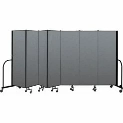 Screenflex Portable Room Divider 7 Panel, 6'H x 13'1"W, Fabric Color: Gray