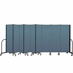 Screenflex Portable Room Divider 9 Panel, 6'H x 16'9"W, Fabric Color: Blue