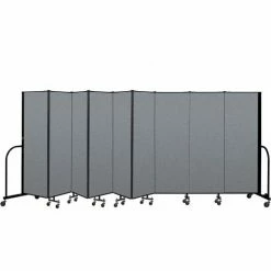 Screenflex Portable Room Divider 9 Panel, 6'H x 16'9"W, Fabric Color: Gray