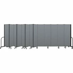 Screenflex Portable Room Divider 13 Panel, 6'8"H x 24'1"W, Fabric Color: Gray