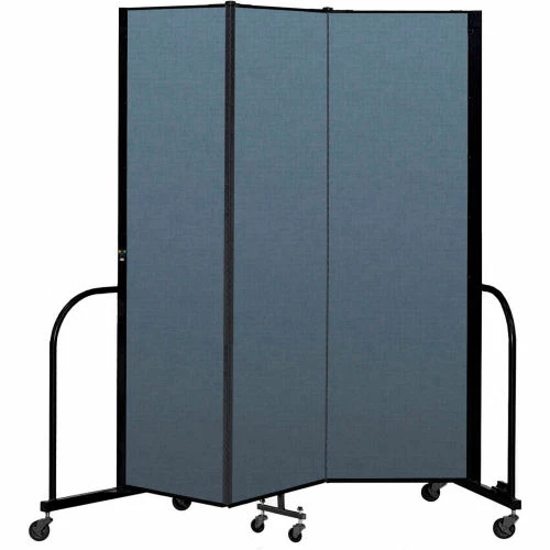 Screenflex Portable Room Divider 3 Panel, 6'8"H x 5'9"W, Fabric Color: Blue
