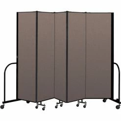 Screenflex Portable Room Divider 5 Panel, 6'8"H x 9'5"W, Fabric Color: Oatmeal