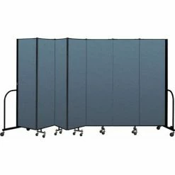 Screenflex Portable Room Divider 7 Panel, 6'8"H x 13'1"W, Fabric Color: Blue