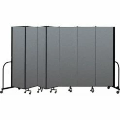 Screenflex Portable Room Divider 7 Panel, 6'8"H x 13'1"W, Fabric Color: Gray