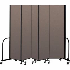 Screenflex Portable Room Divider 5 Panel, 7'4"H x 9'5"W, Fabric Color: Oatmeal
