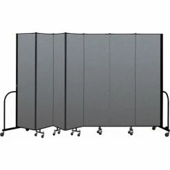 Screenflex Portable Room Divider 7 Panel, 7'4"H x 13'1"W, Fabric Color: Gray