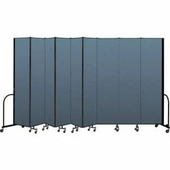 Screenflex Portable Room Divider 9 Panel, 8'H x 16'9"W, Fabric Color: Blue