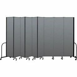 Screenflex Portable Room Divider 9 Panel, 8'H x 16'9"W, Fabric Color: Gray