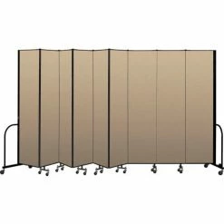Screenflex Portable Room Divider 9 Panel, 8'H x 16'9"W, Vinyl Color: Oatmeal