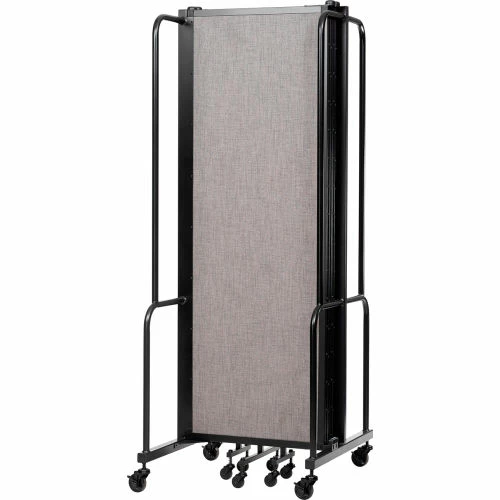 National Public Seating NPS® Mobile Room Divider, Fabric, 118"W x 6' H, 5 Panels, Gray - Image 2