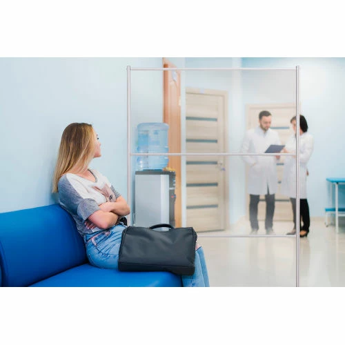 MasterVision Mobile Stand with Glass Divider, 50"W x 68-1/2"H - Image 2