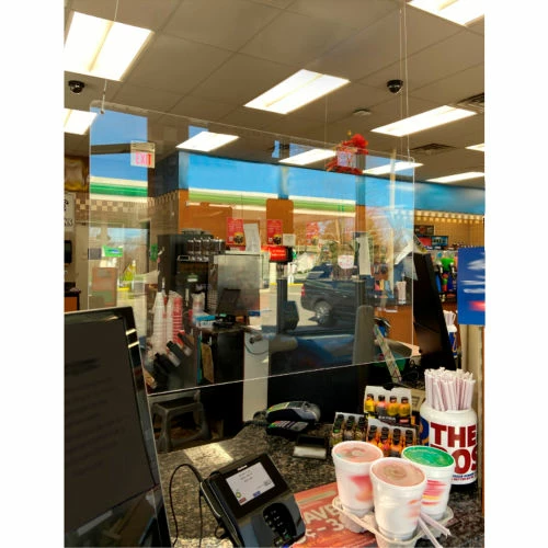 Easy Shield Customer Service Panel & Breath Guard, Polycarbonate 36"W x 1/4"D x 24"H - Image 2