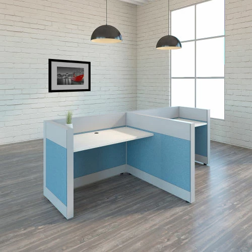 Interion By Global Industrial Interion® Modular Partition Base Panel with Desktop & Baseline Raceway Power, 30"W x 38"H, Blue - Image 9