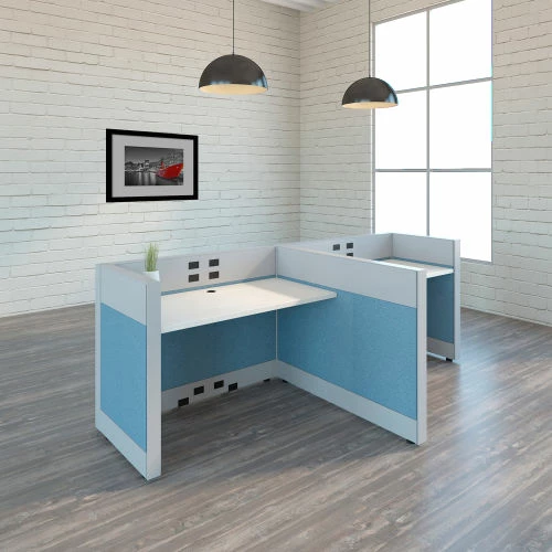 Interion By Global Industrial Interion® Modular Partition Base Panel with Desktop & Baseline Raceway Power, 30"W x 38"H, Blue - Image 11