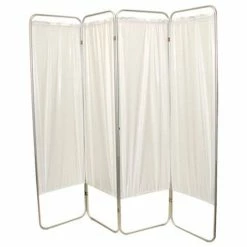 Fabrication Enterprises FEI Standard 4-Panel Privacy Screen, 6 mil Vinyl Panels, 62"W x 68"H, White