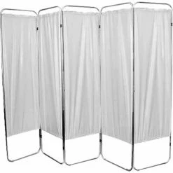 Fabrication Enterprises FEI Standard 5-Panel Privacy Screen, 6 mil Vinyl Panels, 84"W x 68"H, White