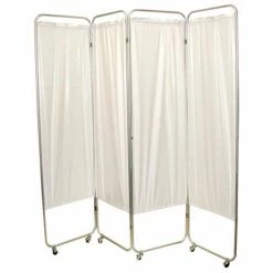 Fabrication Enterprises FEI Standard 3-Panel Privacy Screen with Casters, 6 mil Vinyl Panels, 48"W x 68"H, White