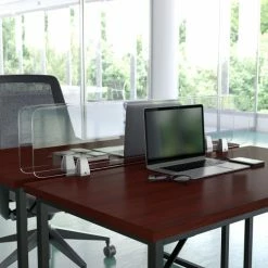 Flash Furniture Clear Acrylic Desk Partition with Hardware, 12"H x 47"W