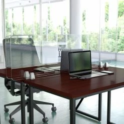 Flash Furniture Clear Acrylic Desk Partition with Hardware, 18"H x 60"W