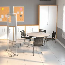 Flash Furniture 3 Panel Transparent Acrylic Mobile Partition with Lockable Casters - 71"W x 72"H