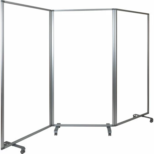 Flash Furniture 3 Panel Transparent Acrylic Mobile Partition with Lockable Casters-106-1/2"W x 72"H - Image 2