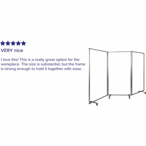 Flash Furniture 3 Panel Transparent Acrylic Mobile Partition with Lockable Casters-106-1/2"W x 72"H - Image 4